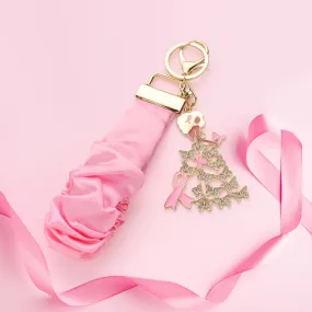 iLLASPARKZ Pink Ribbon Afro Woman Charm Wristlet Keychain / Stretch Bracelet