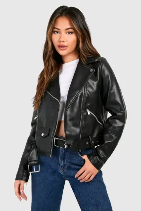 Jackets & Coats | Belted Biker Jacket | boohoo