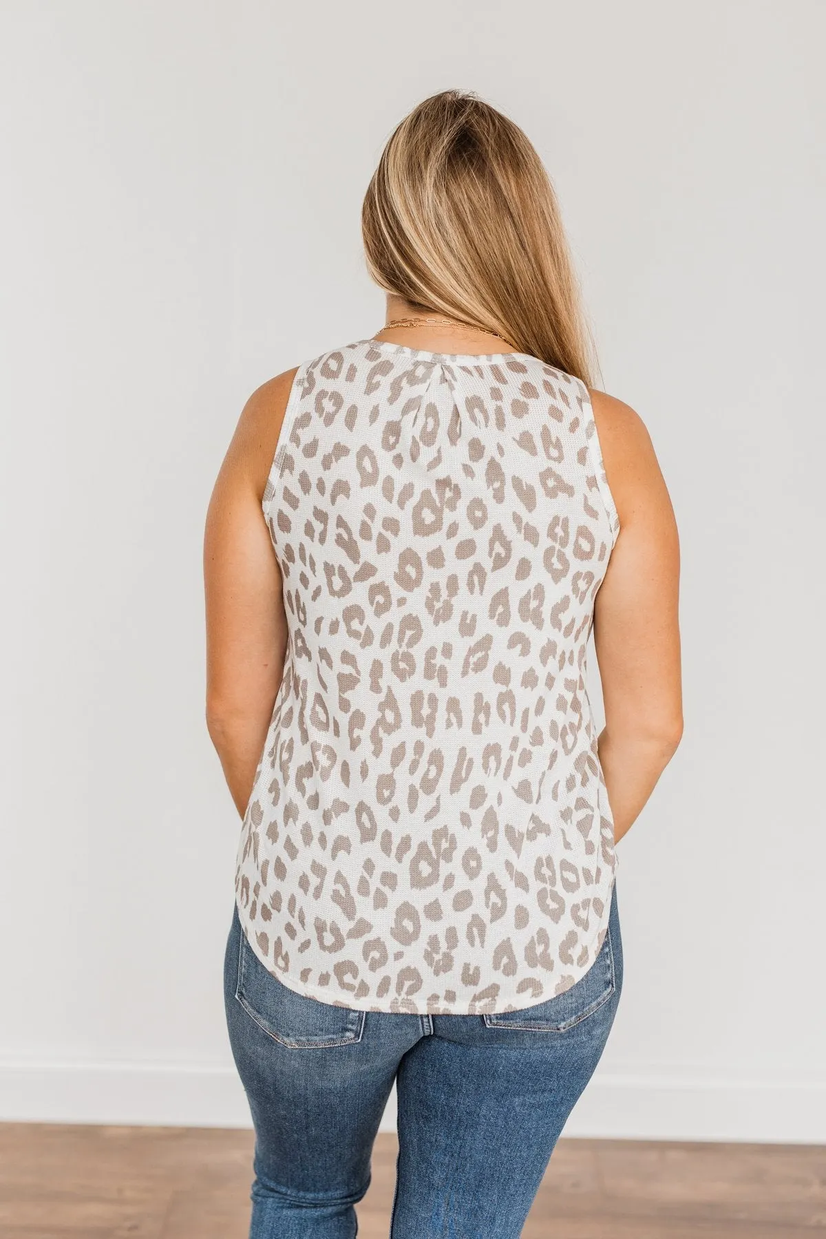 Leopard Knit Tank Top- Ivory & Mocha