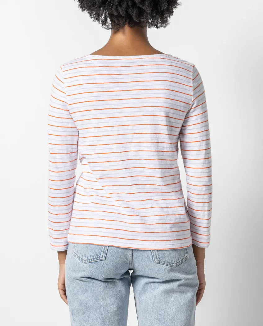 LILLA P 3/4 SLEEVE STRIPED BOATNECK