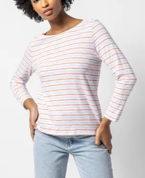 LILLA P 3/4 SLEEVE STRIPED BOATNECK