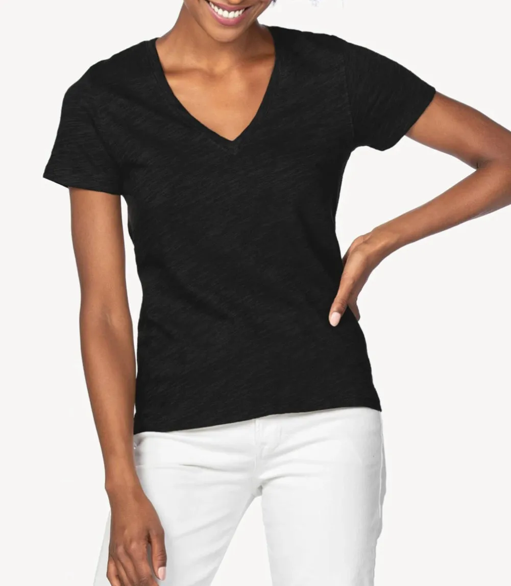 LILLA P S/S BACK SEAM V NECK TEE