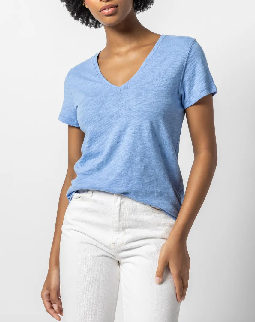 LILLA P S/S BACK SEAM V NECK TEE