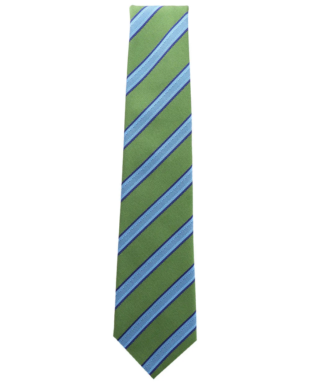 Lime and Blue Striped Silk Tie