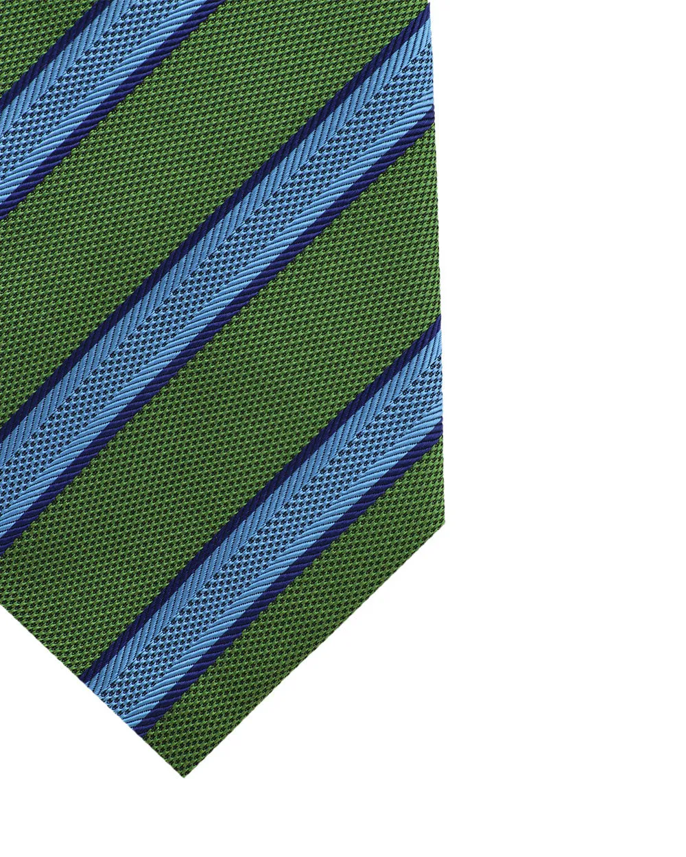 Lime and Blue Striped Silk Tie