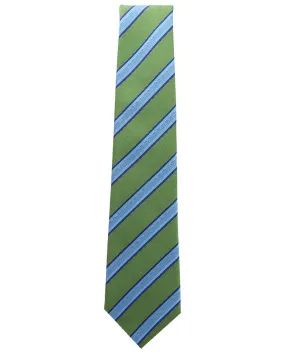 Lime and Blue Striped Silk Tie