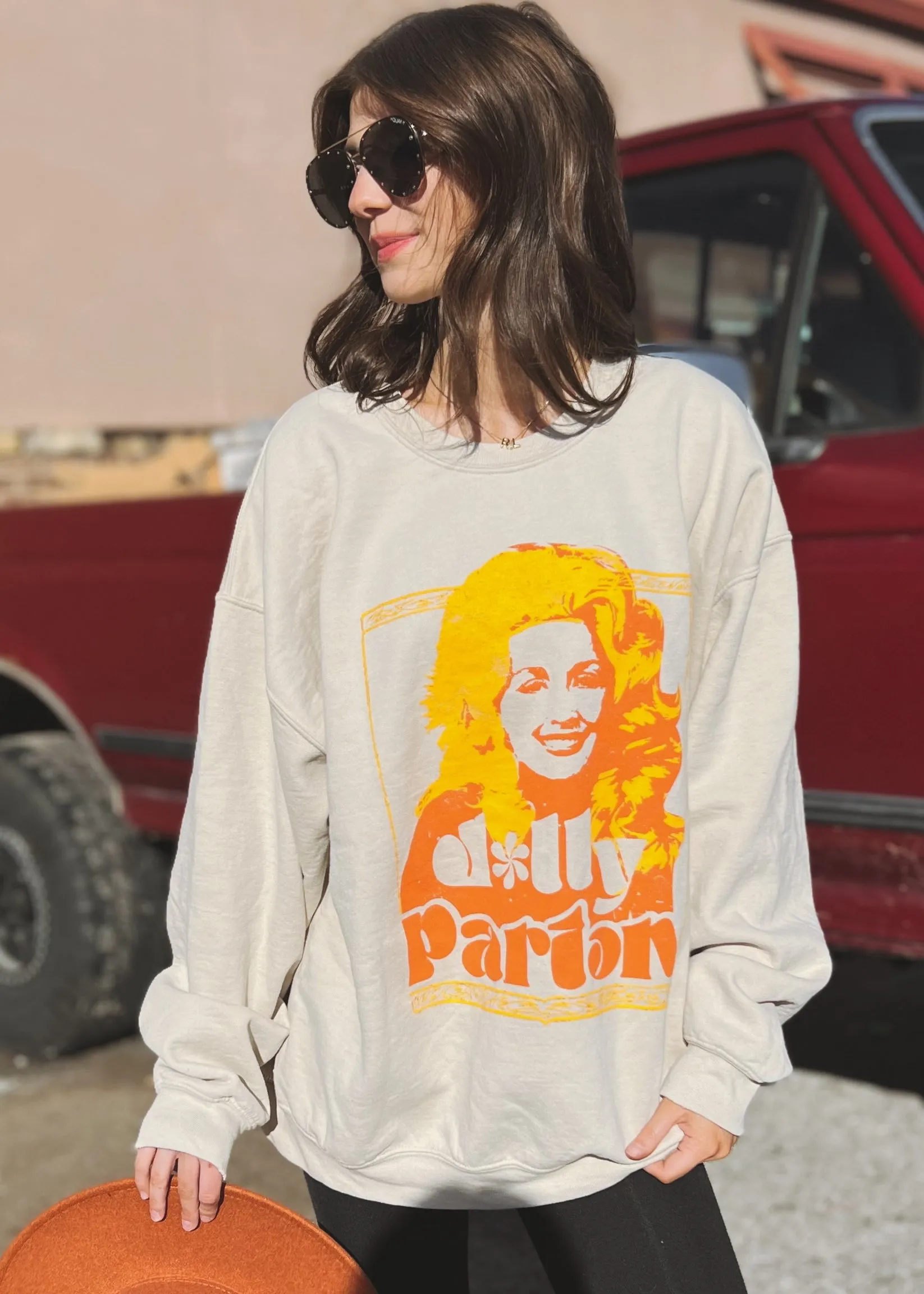 Livy Lu  Dolly Parton Golden Sweatshirt | Sand