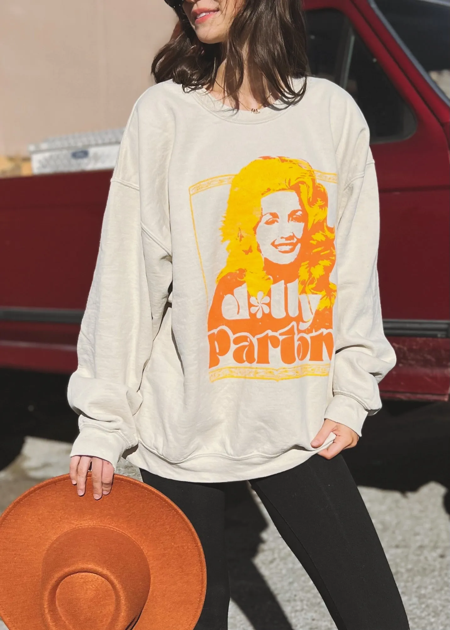 Livy Lu  Dolly Parton Golden Sweatshirt | Sand