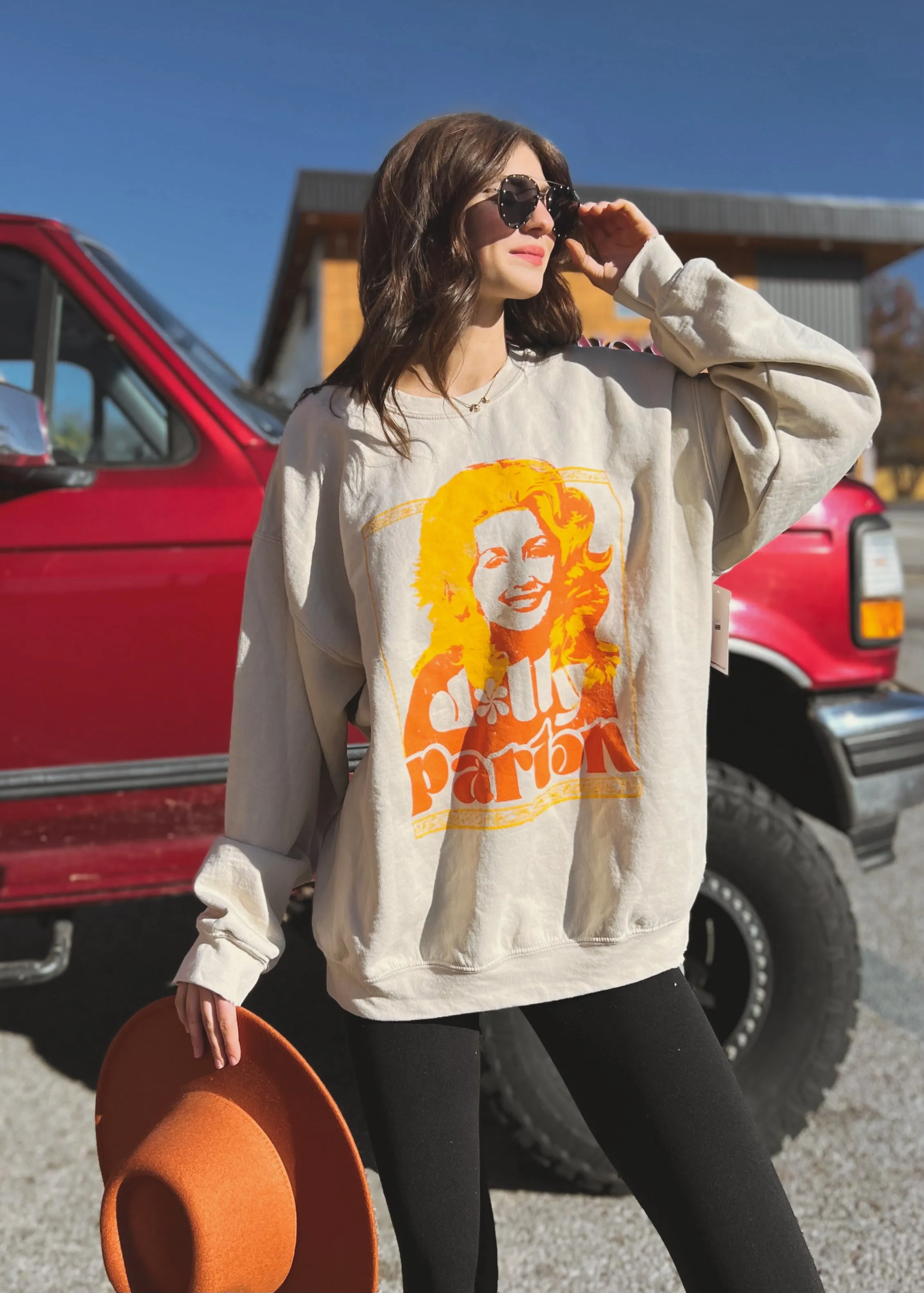 Livy Lu  Dolly Parton Golden Sweatshirt | Sand