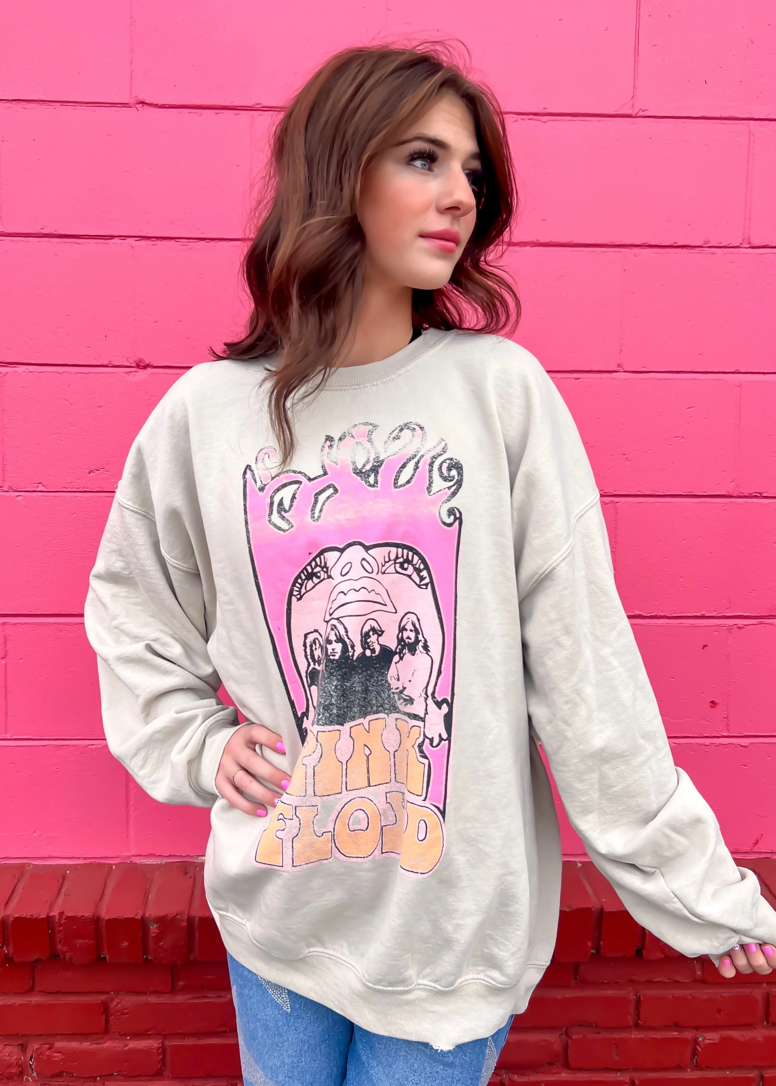 Livy Lu Pink Floyd Festival Colors Sweatshirt| Sand