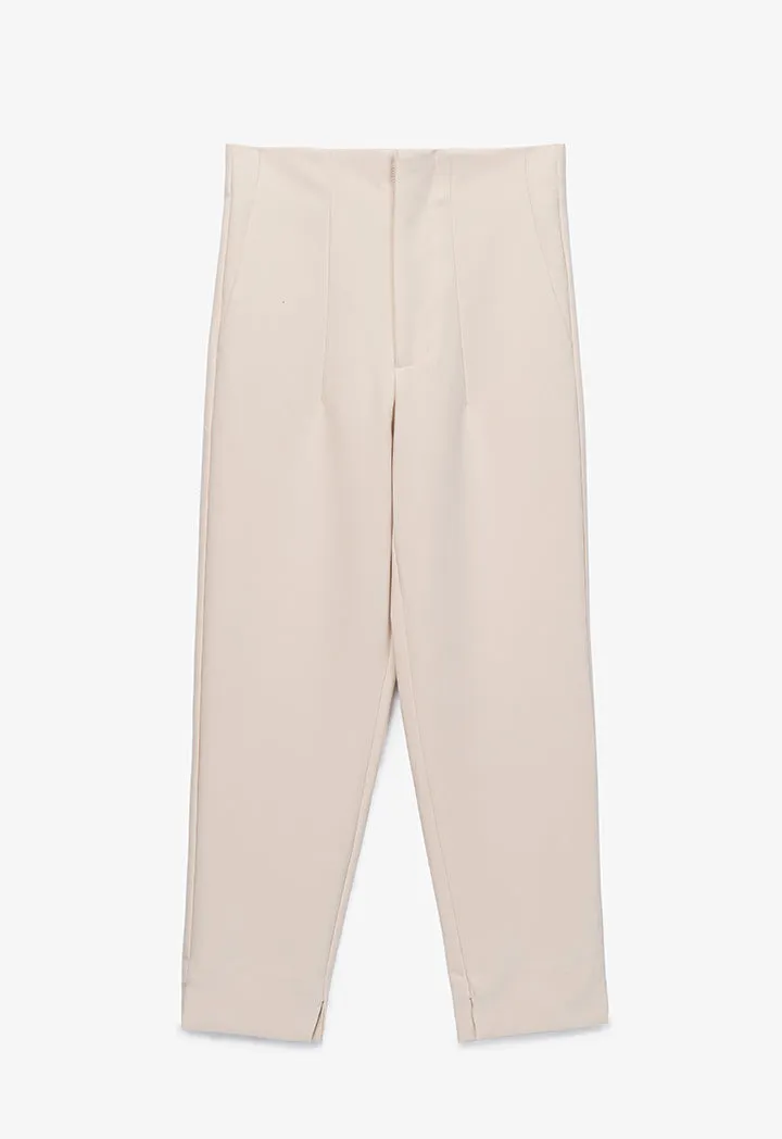 Long Solid Trouser With Faux Pocket