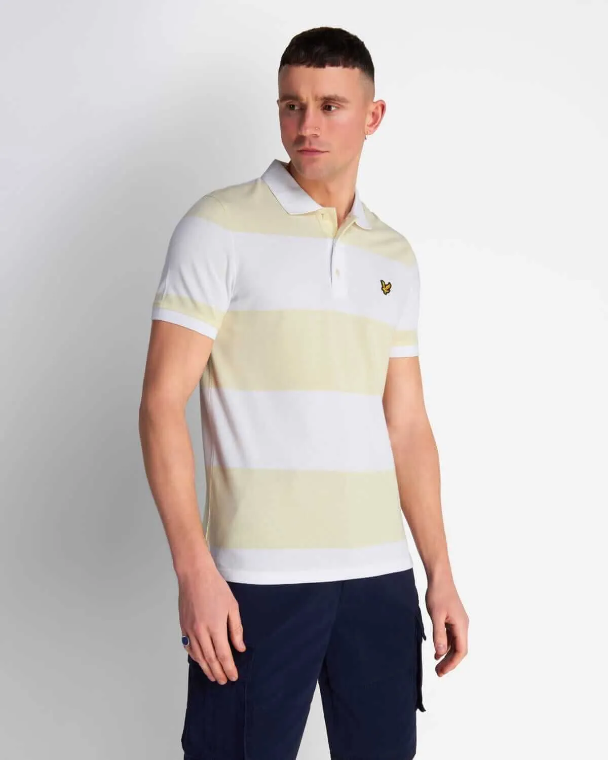 Lyle and Scott Polo Wide Stripe Buttercream