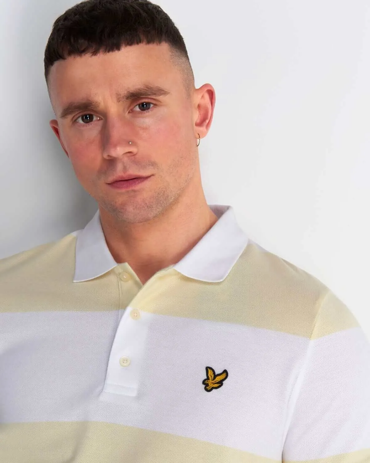 Lyle and Scott Polo Wide Stripe Buttercream