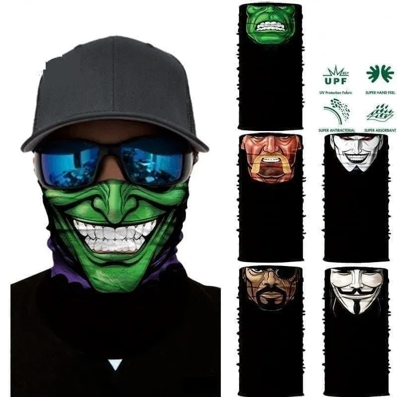 Men's 3D Seamless Multifunction Comic Characters Skull Printed Face Guard