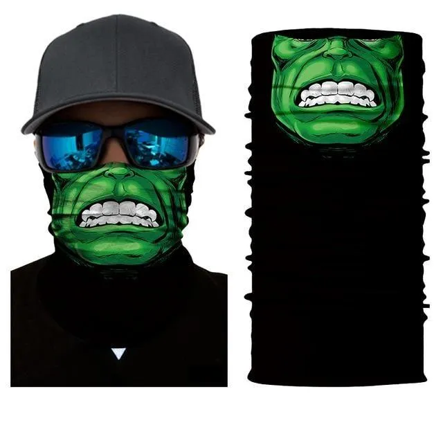 Men's 3D Seamless Multifunction Comic Characters Skull Printed Face Guard