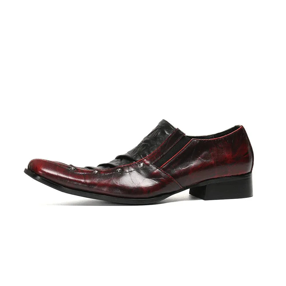 Men's Genuine Leather Pointed Toe Business Party Slip-on Dress Shoes