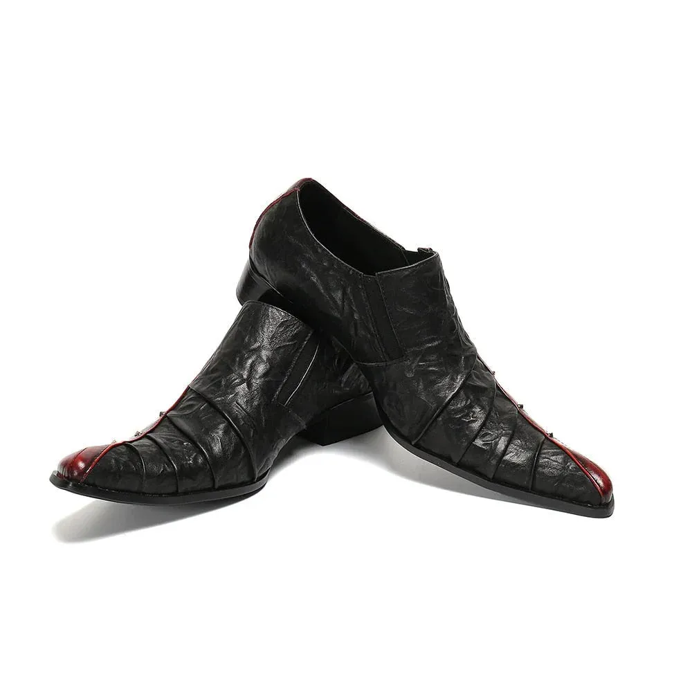 Men's Genuine Leather Pointed Toe Business Party Slip-on Dress Shoes