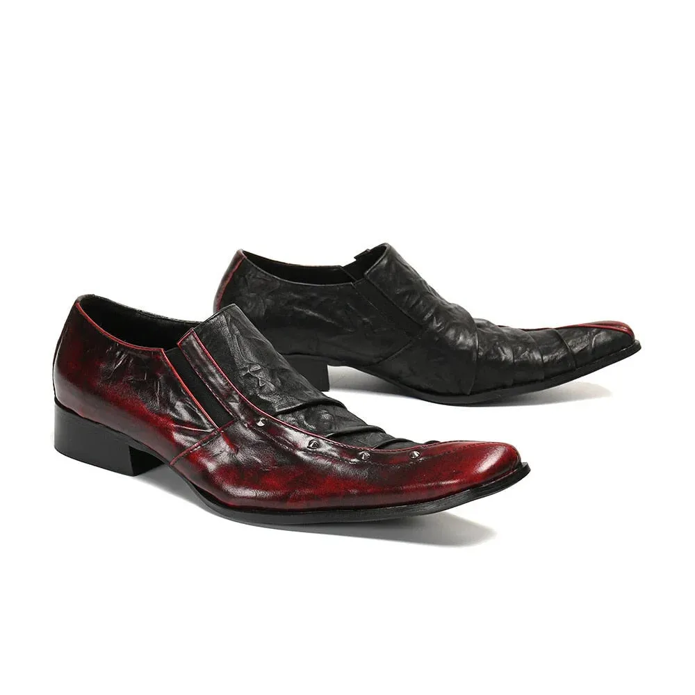 Men's Genuine Leather Pointed Toe Business Party Slip-on Dress Shoes