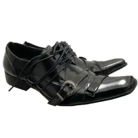 Men's Handmade Square Toe Lace-Up Strap Closure Oxford Dress Shoes