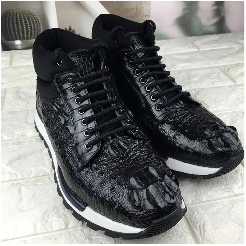 Men's Winter Style Authentic Genuine Crocodile Skin Casual Sneakers