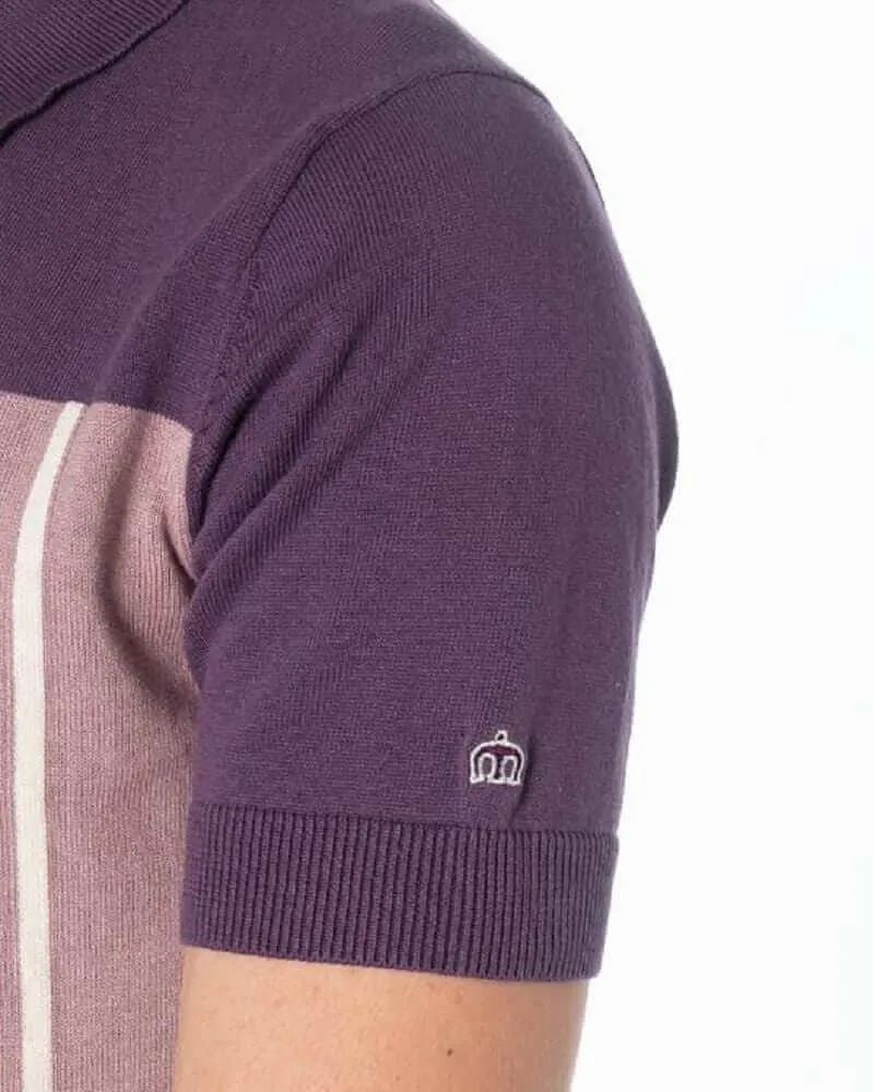 Merc London MARBLE Two-Tone Polo Knit Plum