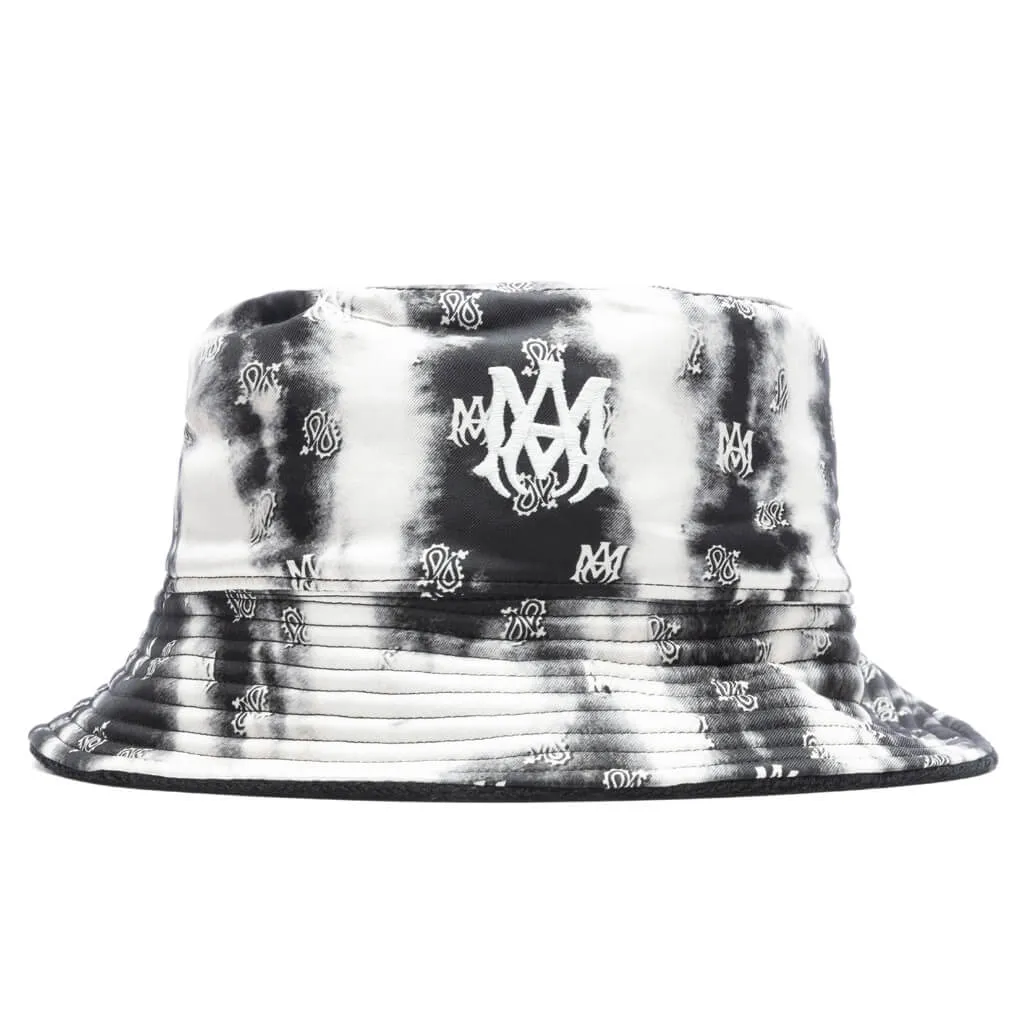 Micro Paisley Reverse Bucket Hat - Black