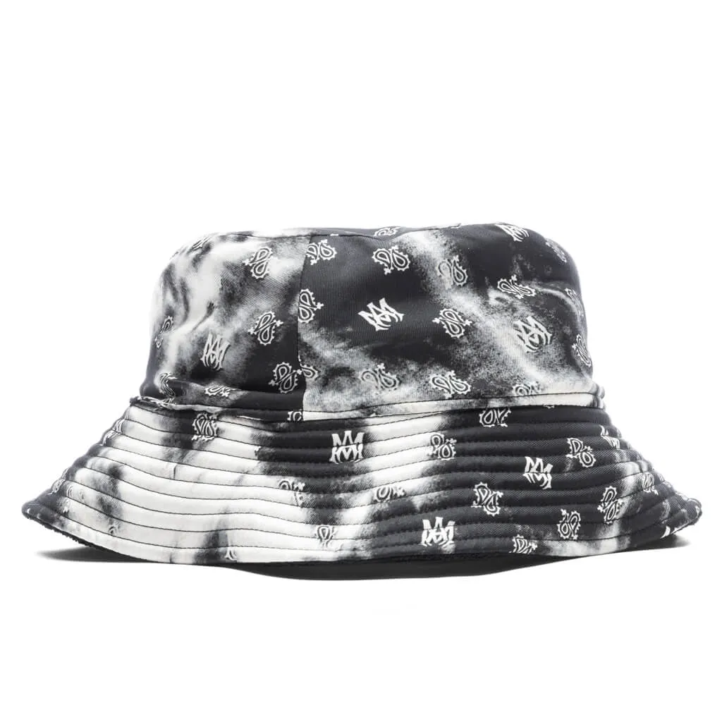 Micro Paisley Reverse Bucket Hat - Black