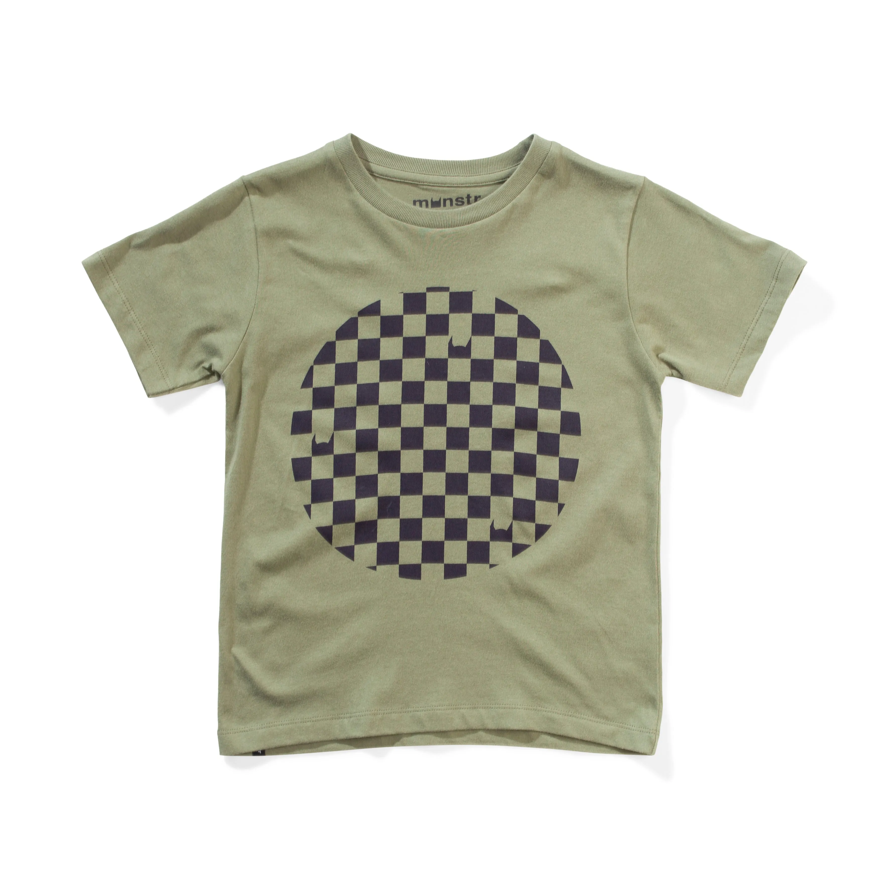 Munster Kids Check Hole SS Tee - Olivine