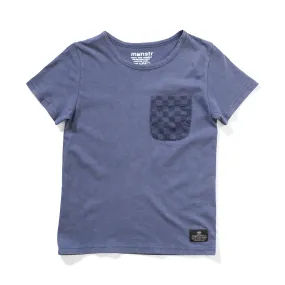 Munster Kids Pkt Check SS Tee - Mineral Denim