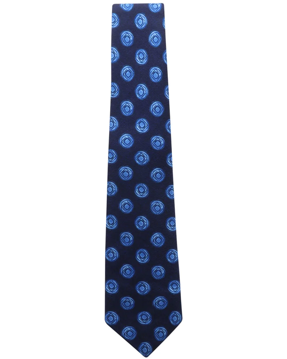 Navy and Blue Circles Silk Tie