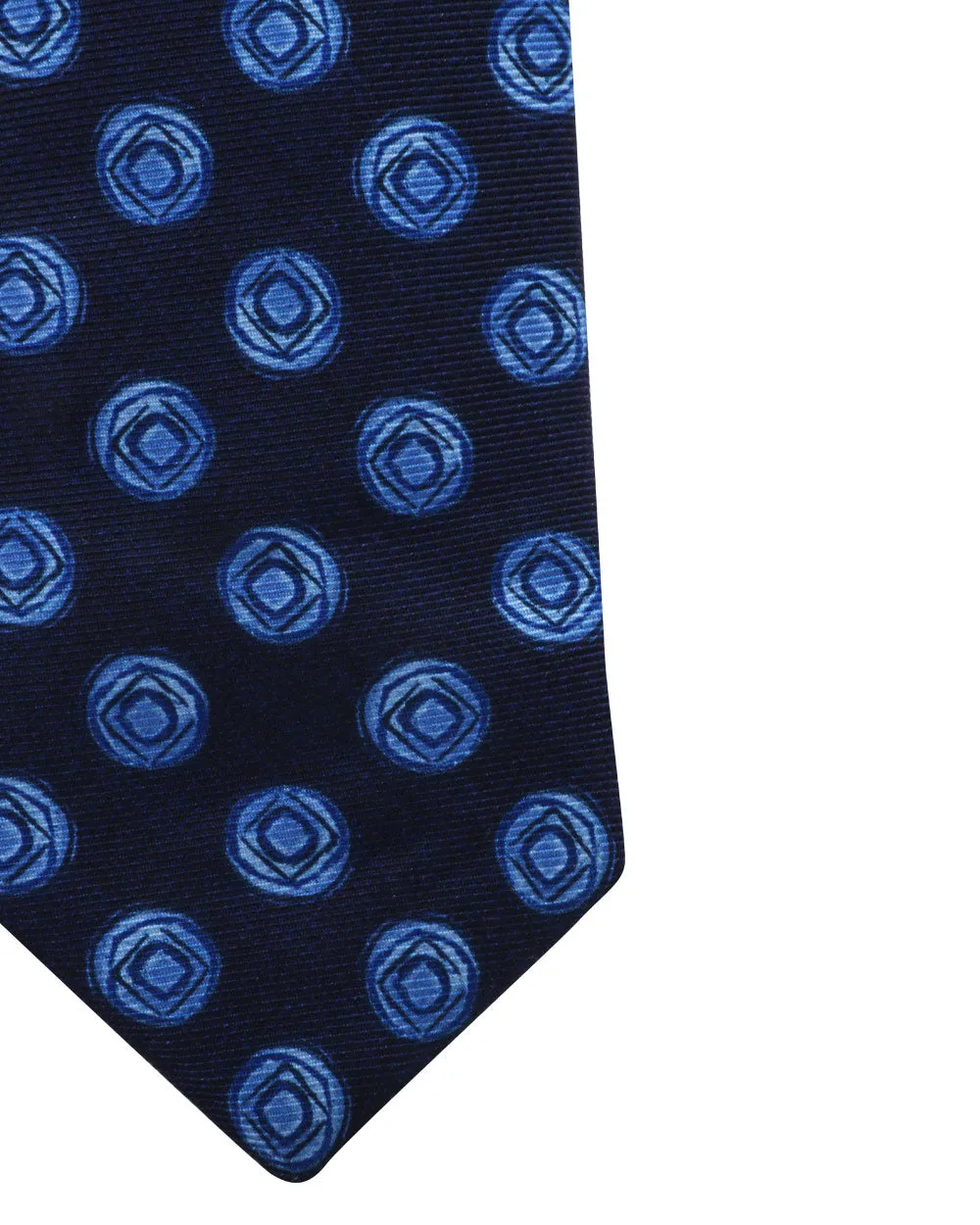 Navy and Blue Circles Silk Tie