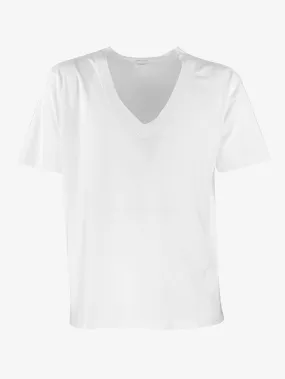 Officina 36 - T-shirt in cotone tinta unita con scollo a V