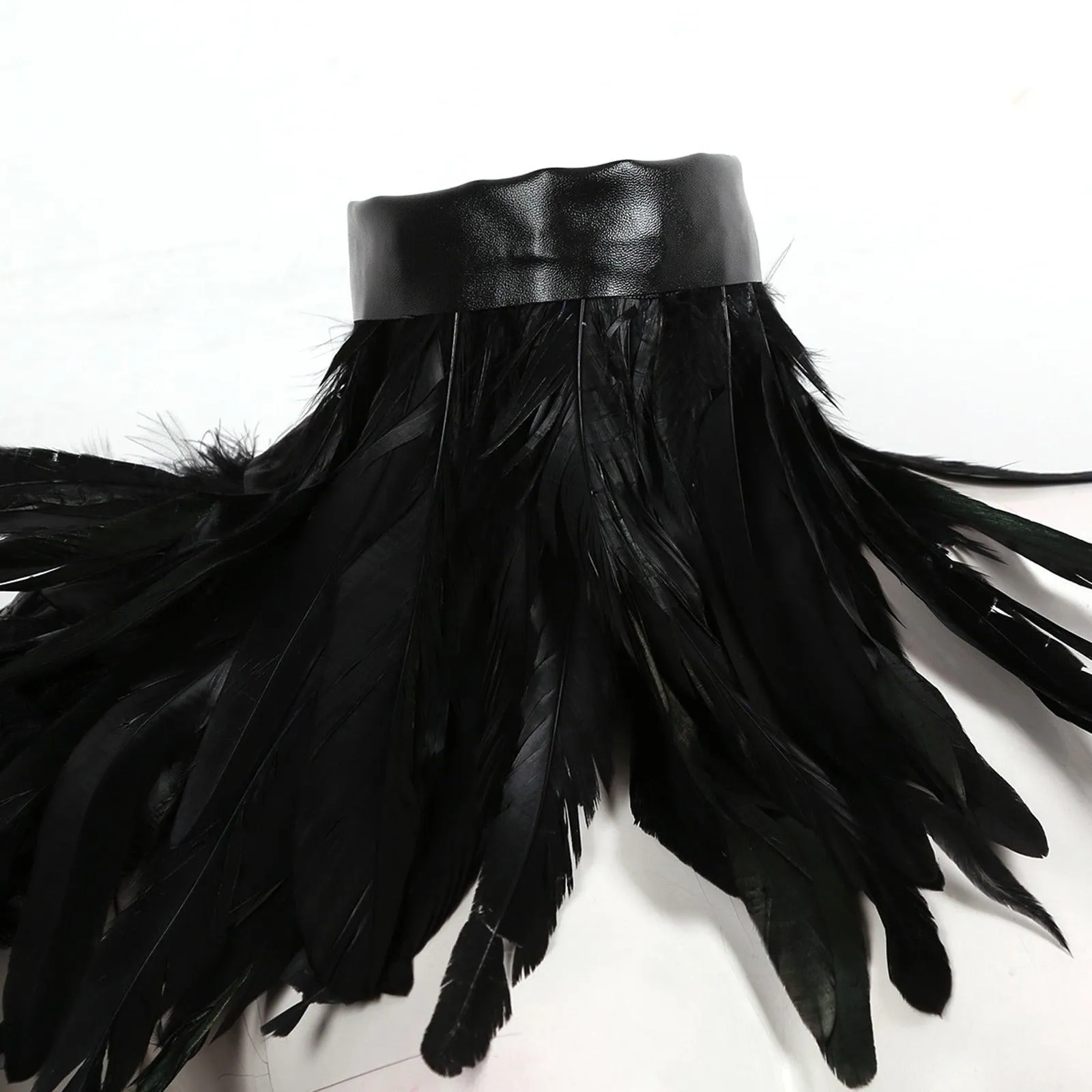 One Shoulder Punk Gothic Feather Cape Shrug Shawl Wings Choker Collar