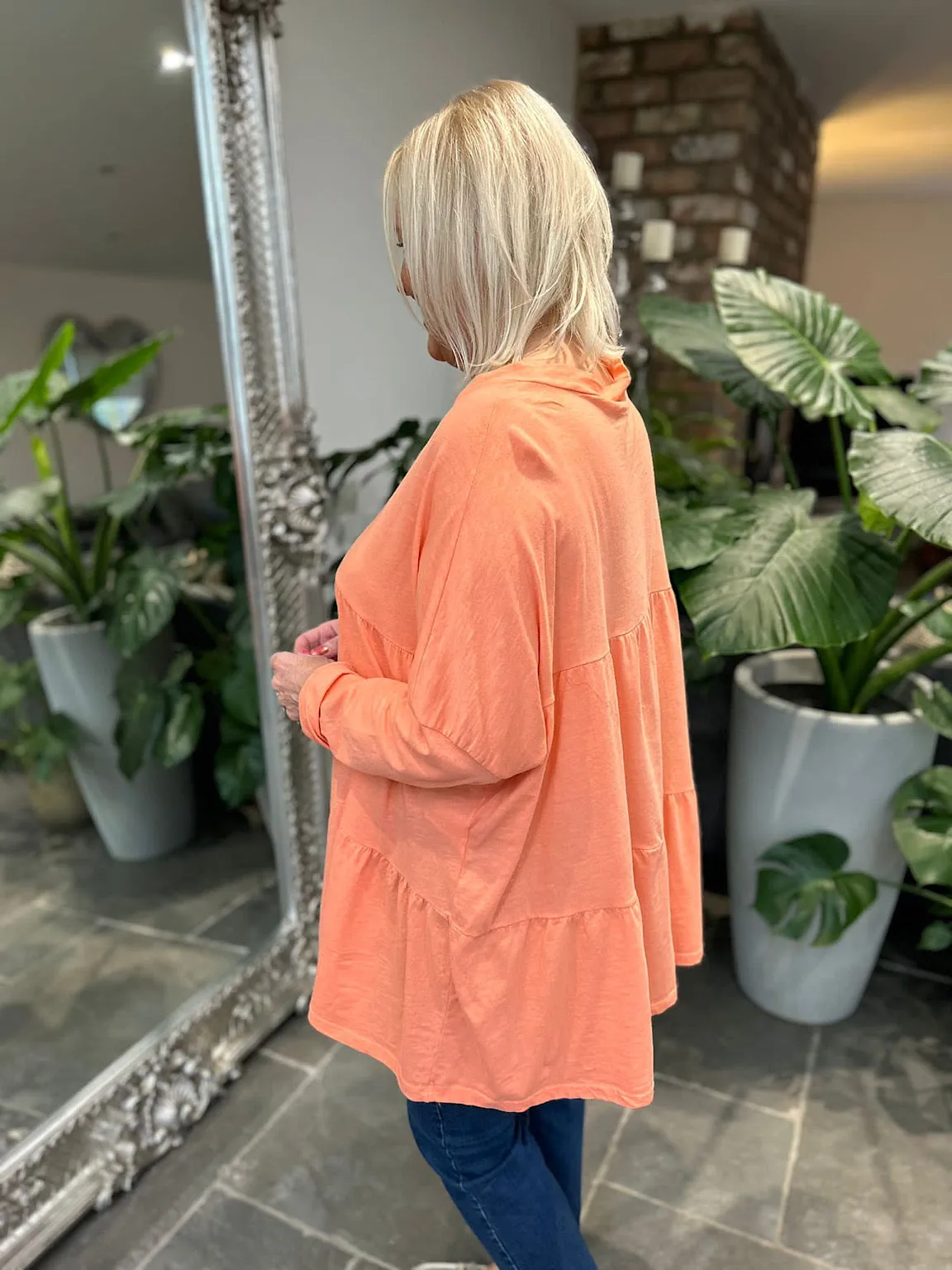 Orange Button Tiered Tunic Maisie