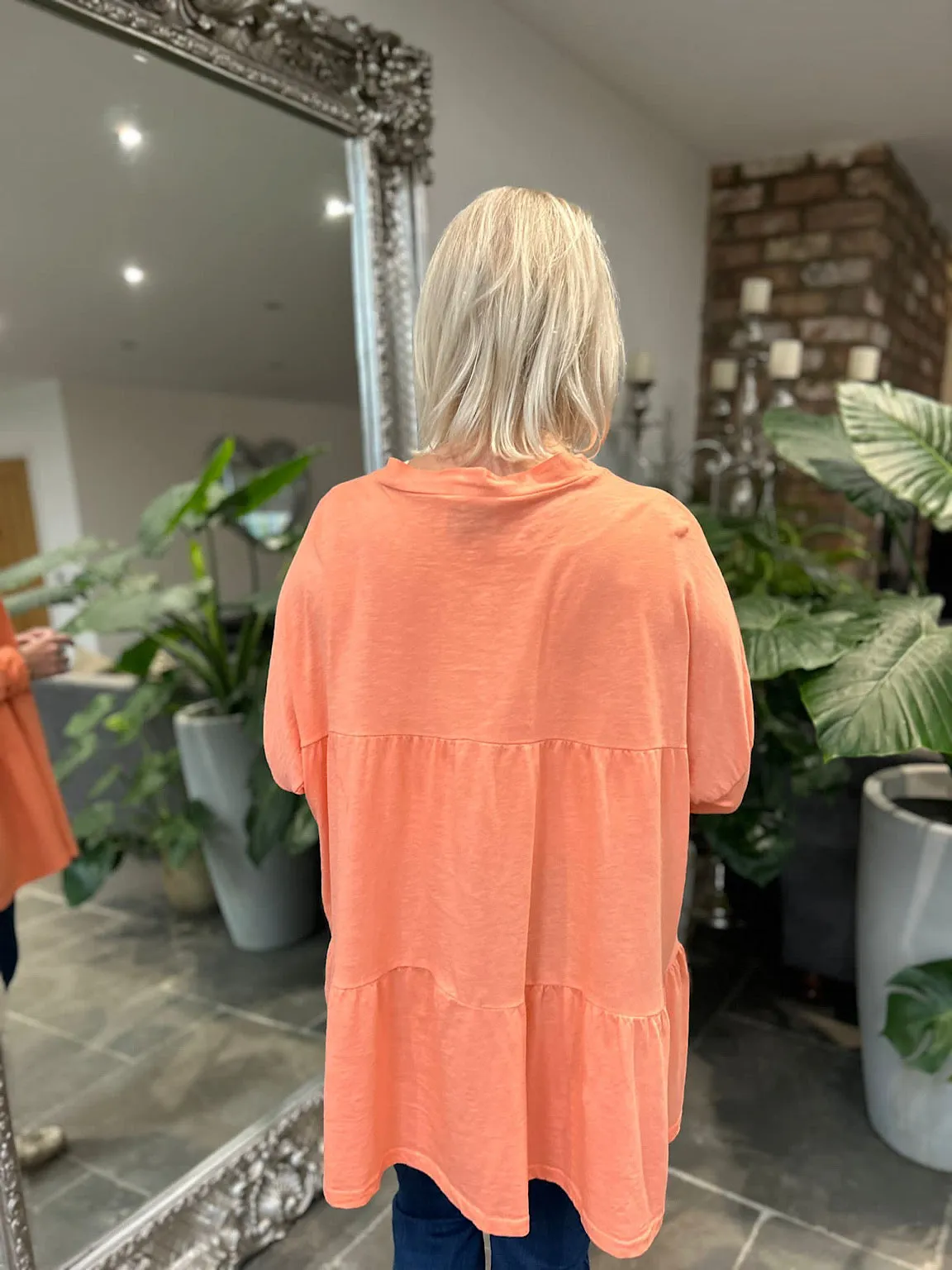 Orange Button Tiered Tunic Maisie