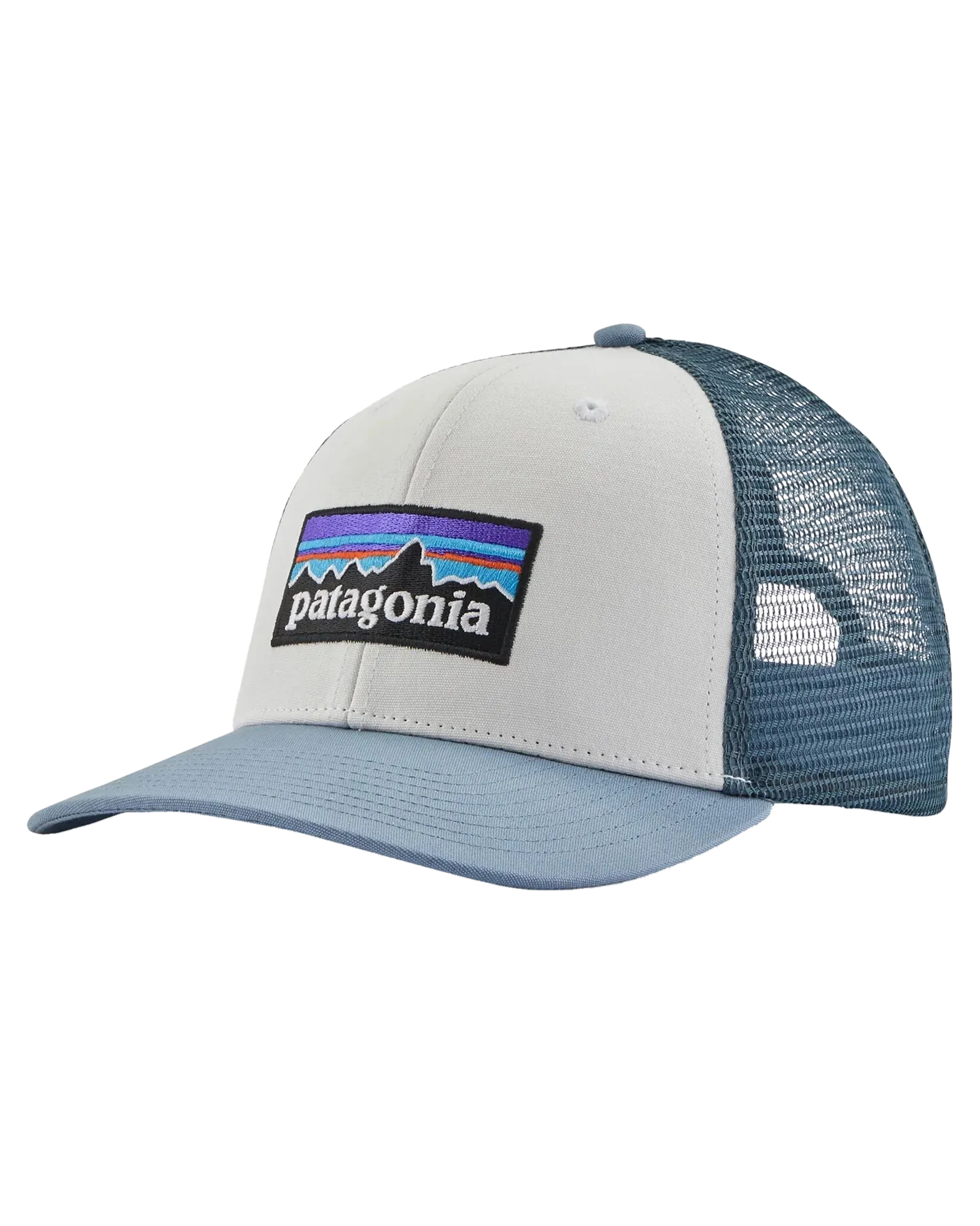 Patagonia P-6 Logo Trucker Hat - White W/Light Plume Grey