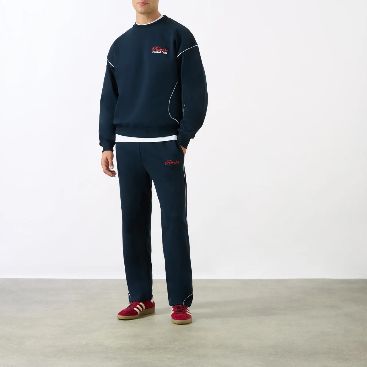 PELLADOR Piping Logo Drawstring Sweatpants - Navy