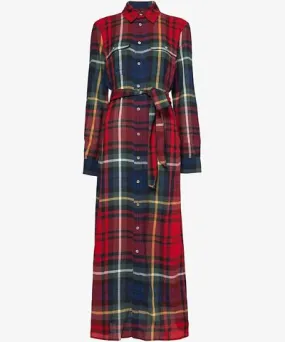 Polo Ralph Lauren Womens Red Multi Plaid Stephen check-print woven maxi shirt dress