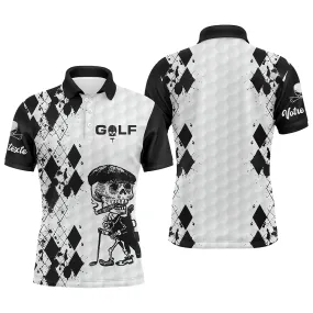 Polo Shirt Pour Homme et Femme, Cadeau Golfeur Personnalisé, Polo à Séchage Rapide, Impression Noir et Blanc Reaper - CTS1005220