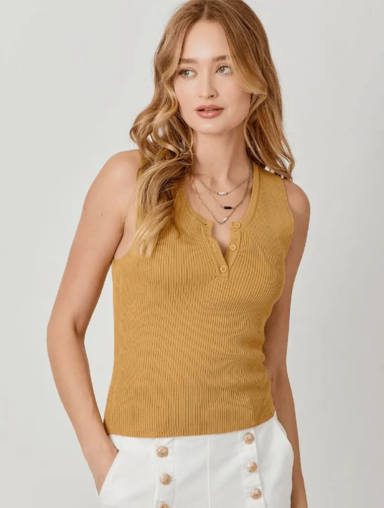 Ribbed Sweater Tank in Latte