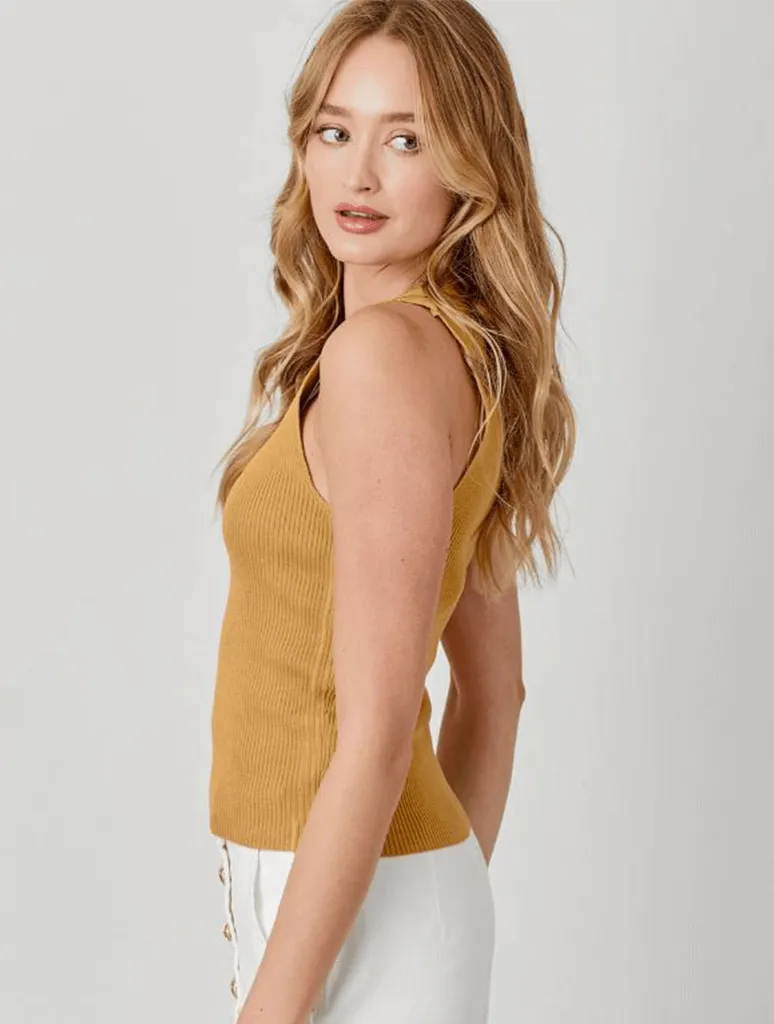 Ribbed Sweater Tank in Latte