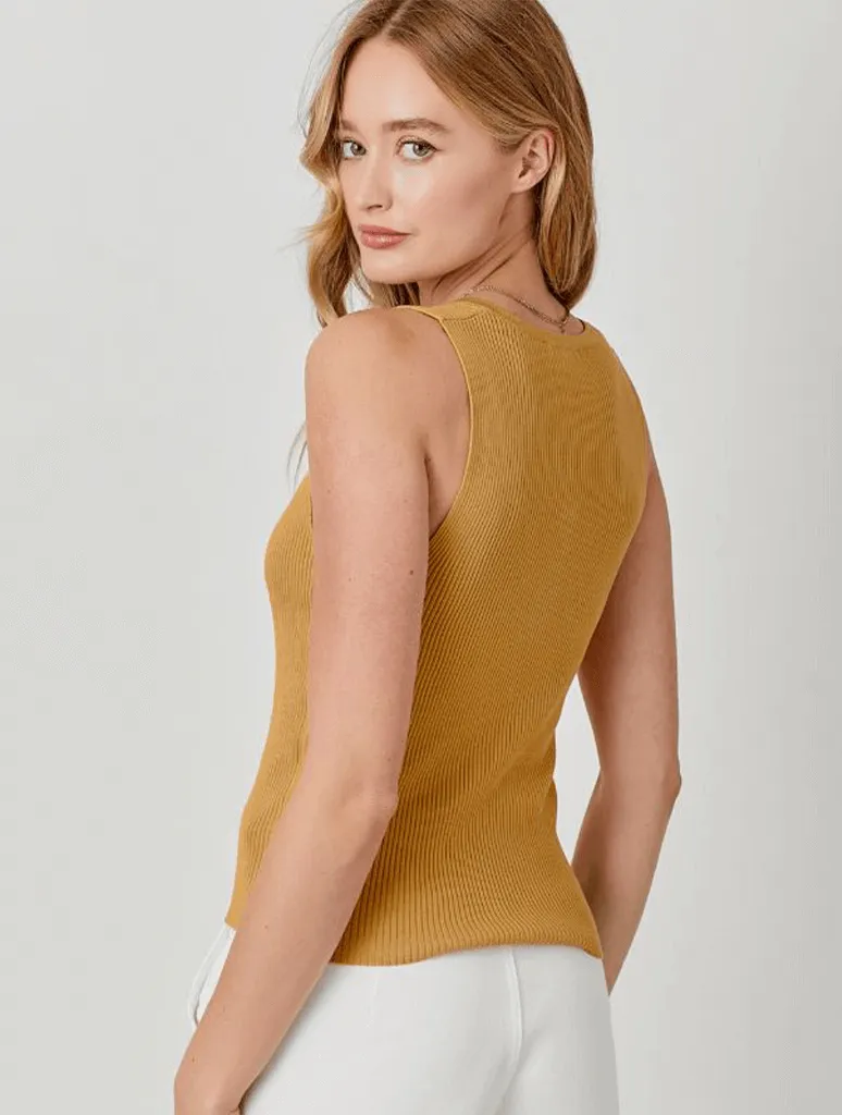 Ribbed Sweater Tank in Latte