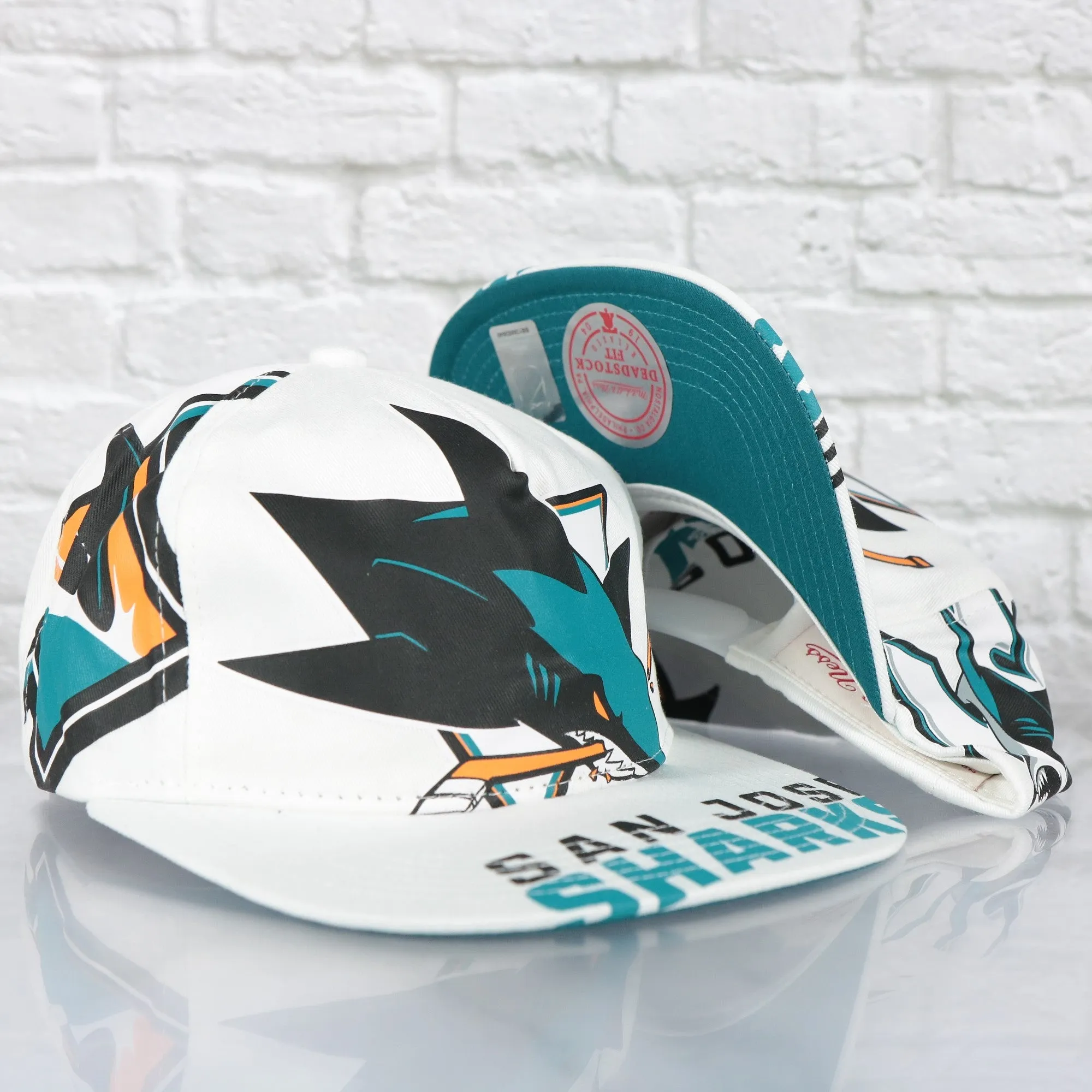 San Jose Sharks NHL In Your Face Deadstock Teal bottom | White Snapback Hat