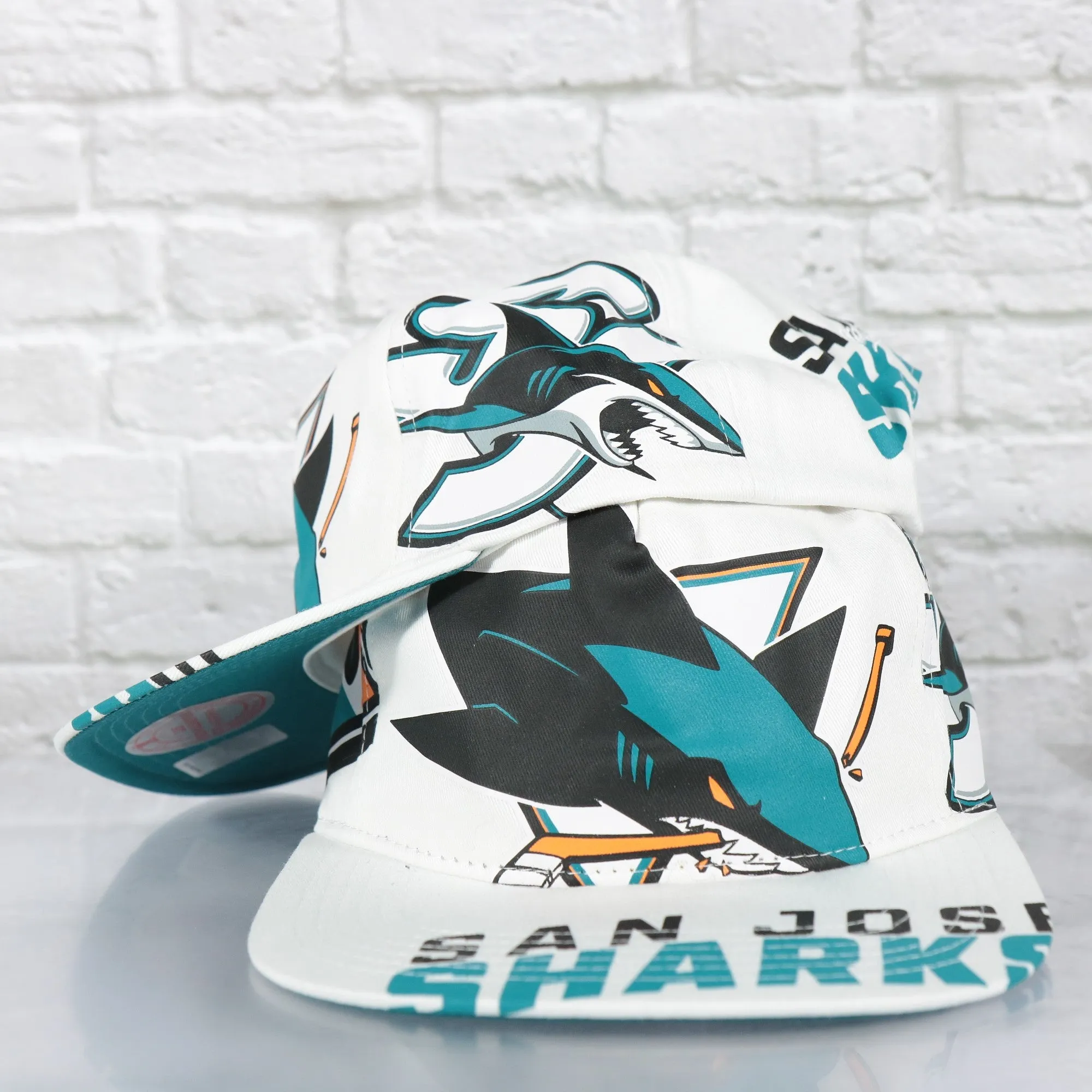 San Jose Sharks NHL In Your Face Deadstock Teal bottom | White Snapback Hat