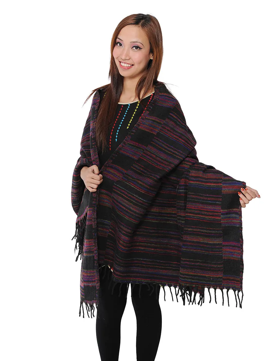 Striped Wool Poly Shawl