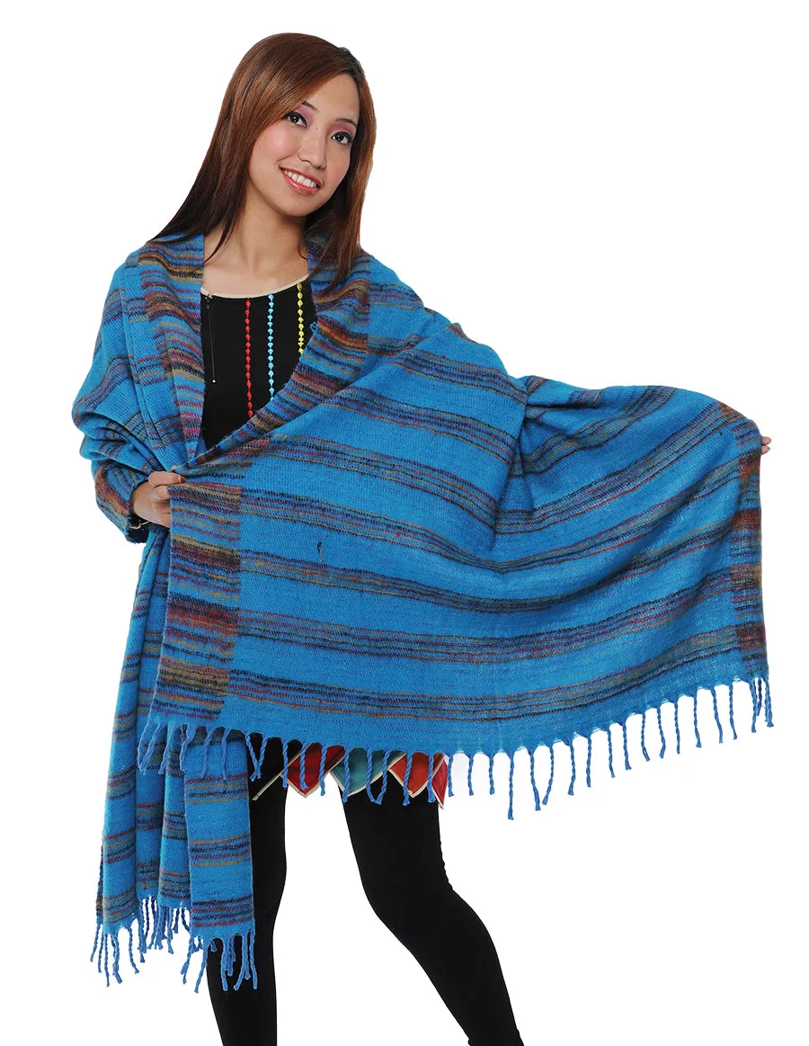 Striped Wool Poly Shawl