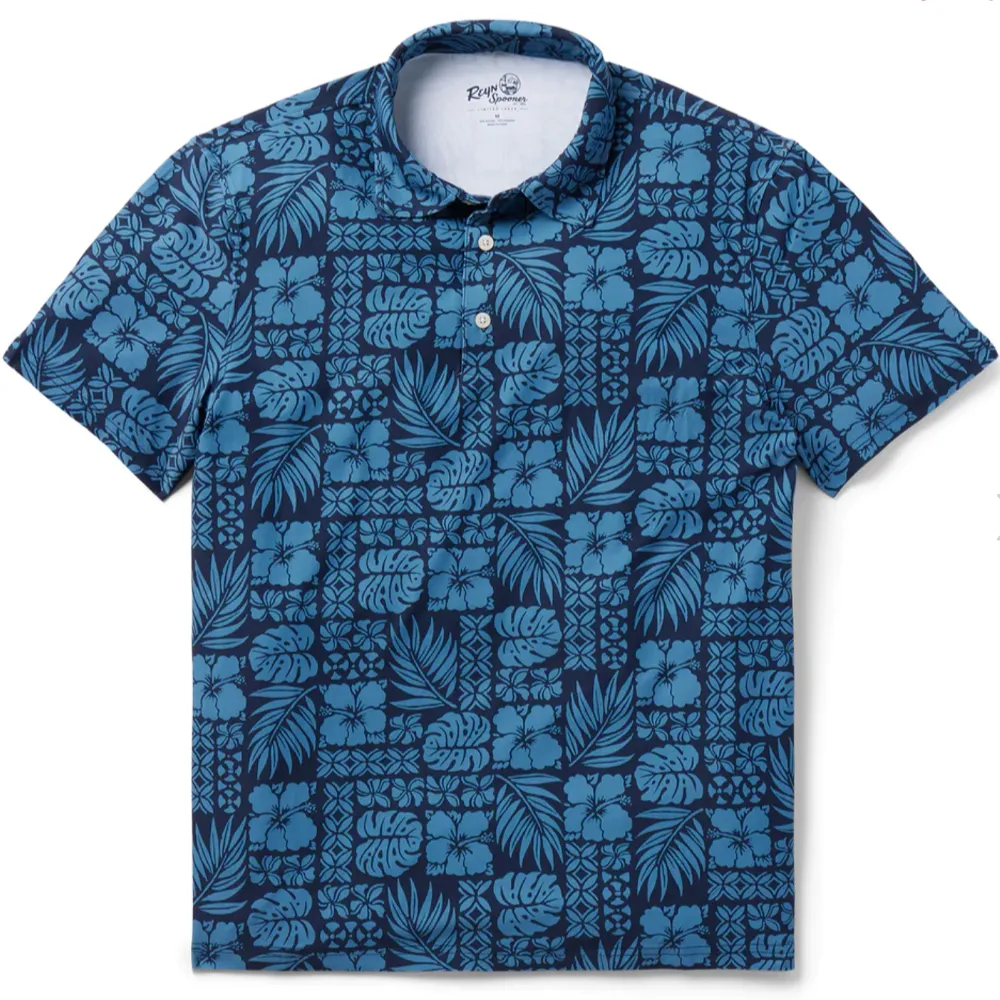 Tropical Tapa Performance Polo - Navy