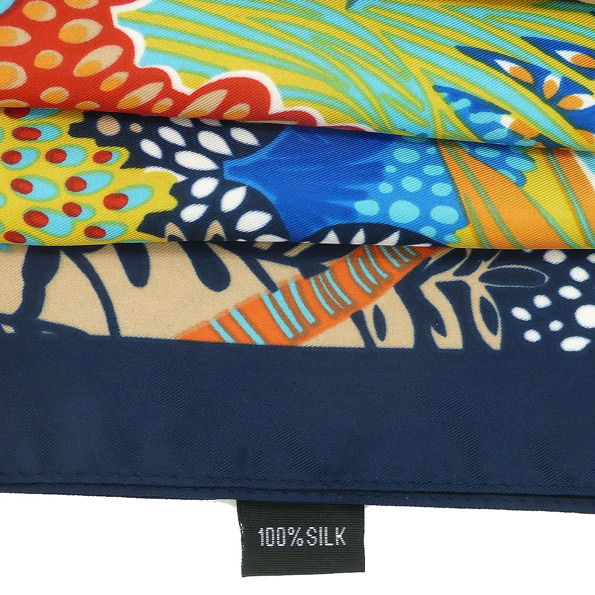 Twill Silk Scarf Women LARGE Zebra Shawls Square Bandana Kerchief Foulards 130CM Luxury Brand Look Navy