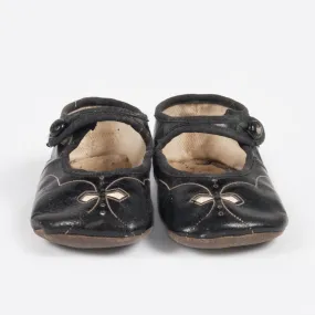 Vintage Baby Leather Mary Jane Shoes Black