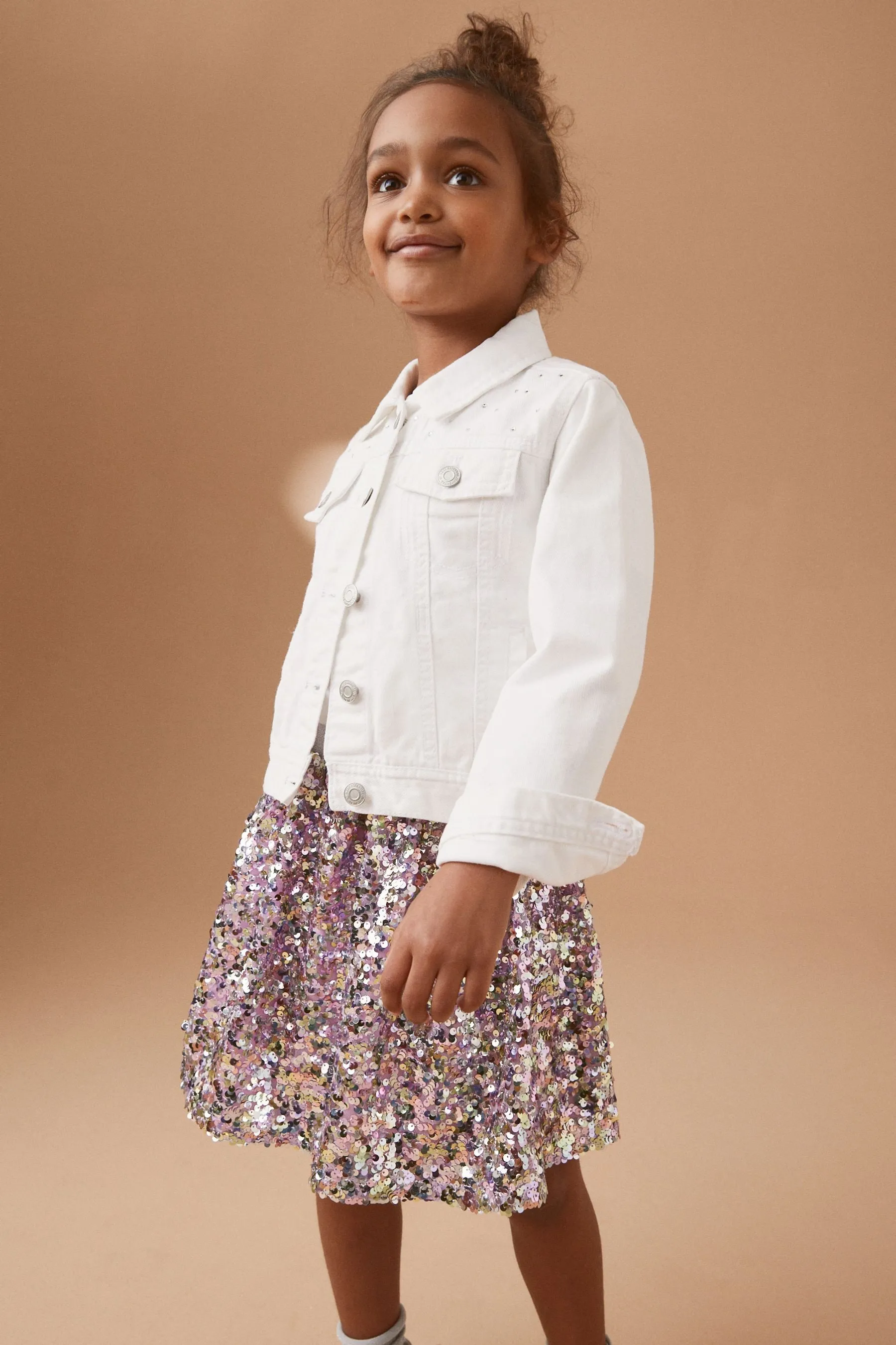 White 100% Cotton Diamante Denim Western Jacket (3-16yrs)